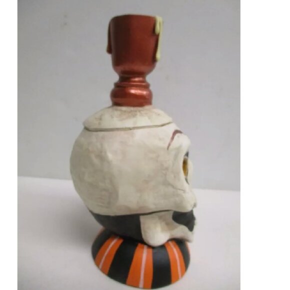 Halloween "Skullcap Luminary" Skeleton Skull 6.35" ~ design by Jorge De Rojas - Picture 5 of 9